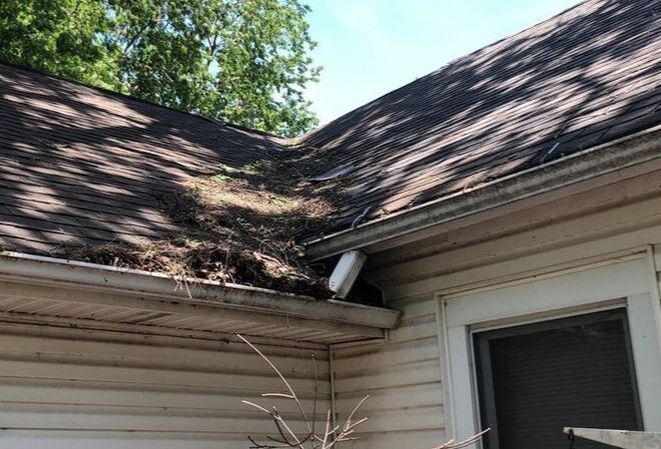 Clogged Gutters Building up and Causing Damage